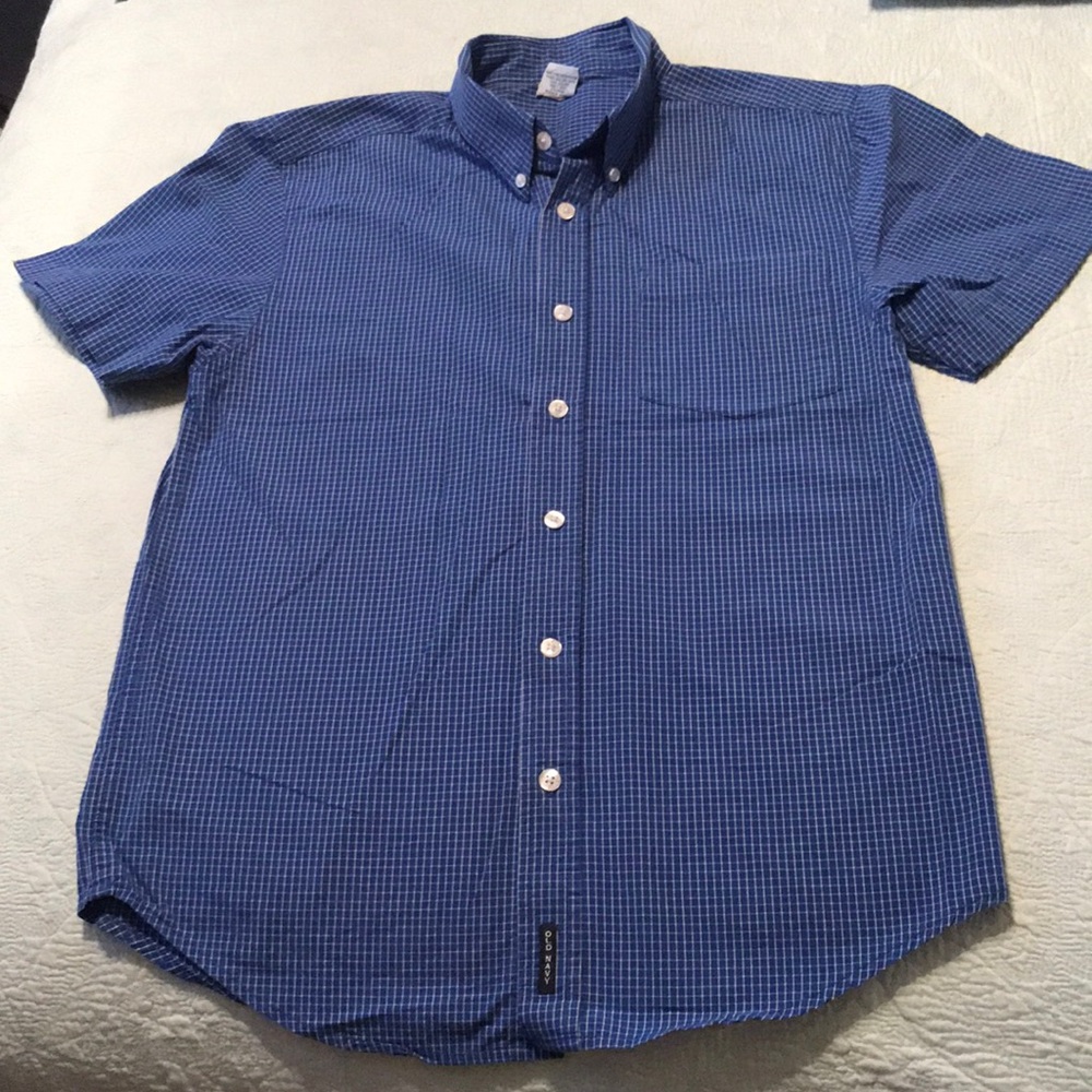 Old Navy Royal Blue Check S/S Boys Shirt Sz 12